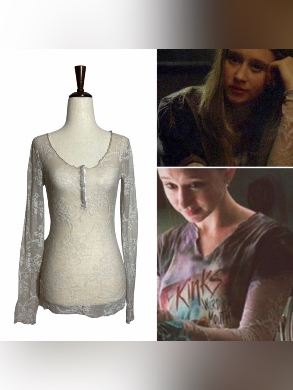 Free People • Intimately Floral Burnout Henley Stone Gray M ASO Violet Harmon